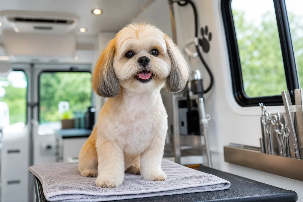 Freshly groomed happy dog after a Pine Hollow appointment