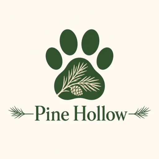 Pine Hollow logo with paw and pine motif